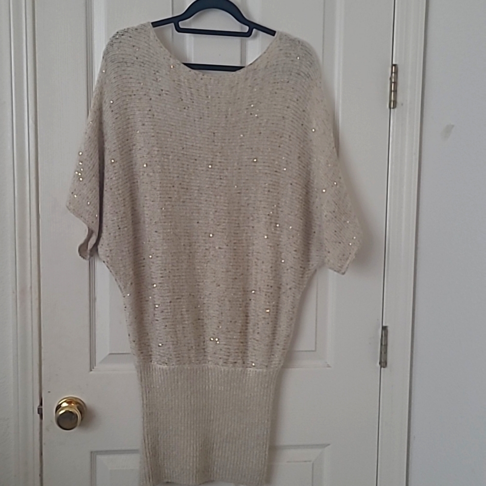 RACHEL RACHEL ROY  cream with gold sequin sweater dress